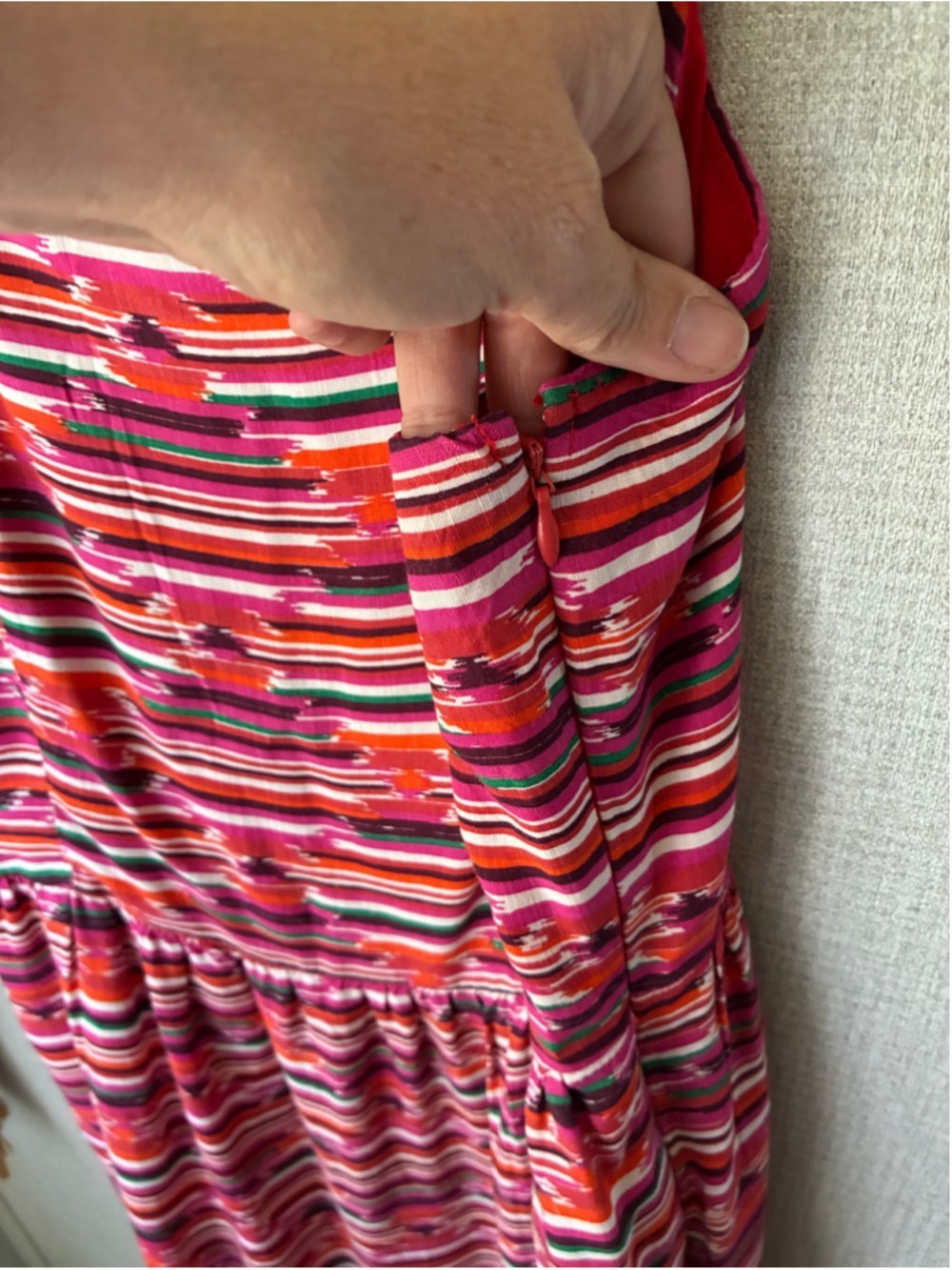 LOFT Red Pink Stripe Mini Dress Size 2 - Picture 3 of 7